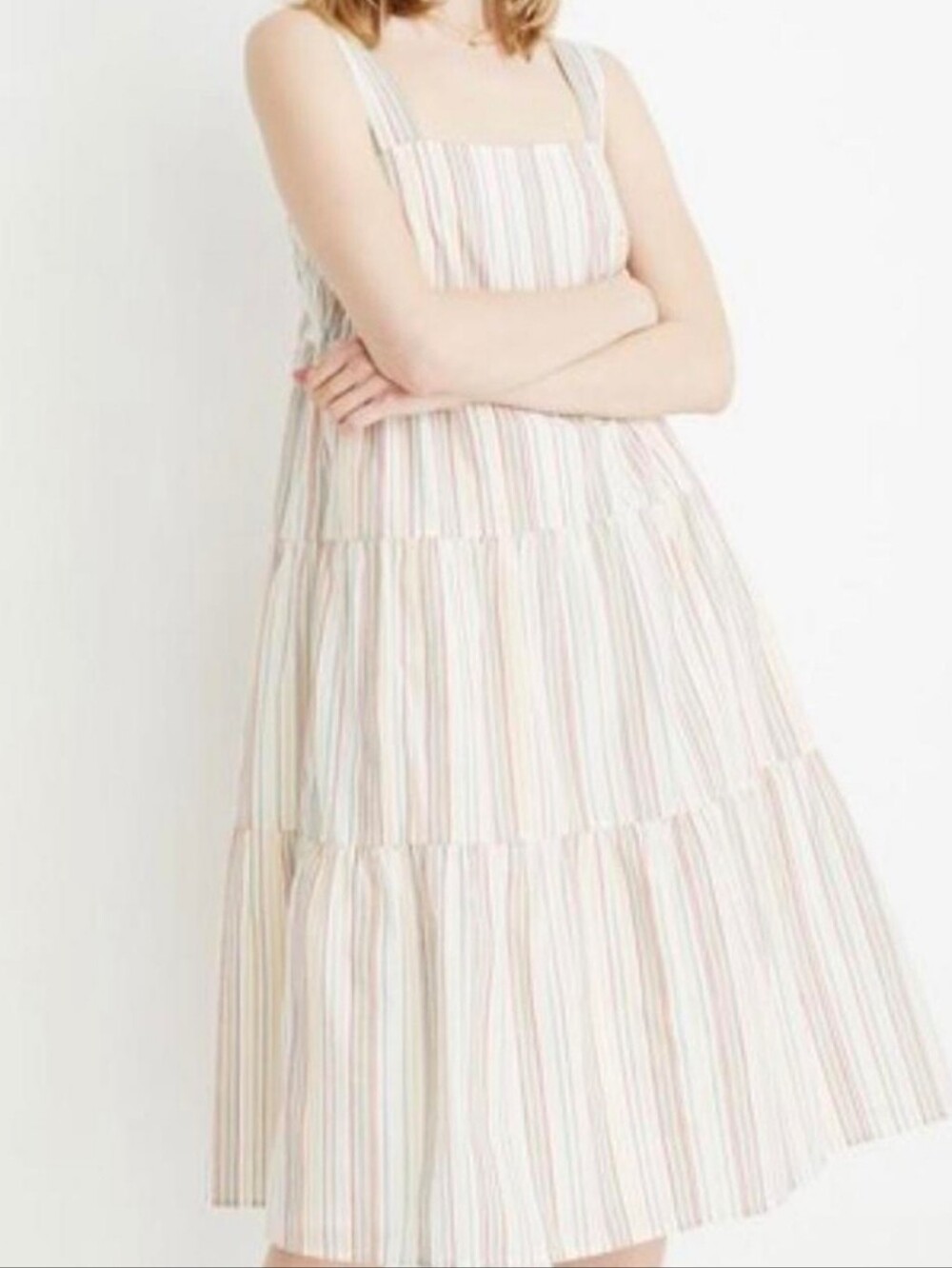 Madewell Striped Tiered Sleevless Midi Dress 14
